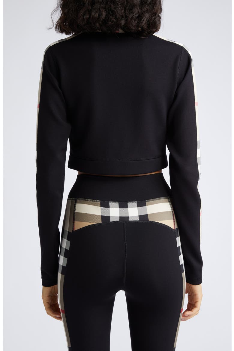 Cynthia Crop Check Panel Front Zip Top, Alternate, color, BLACK
