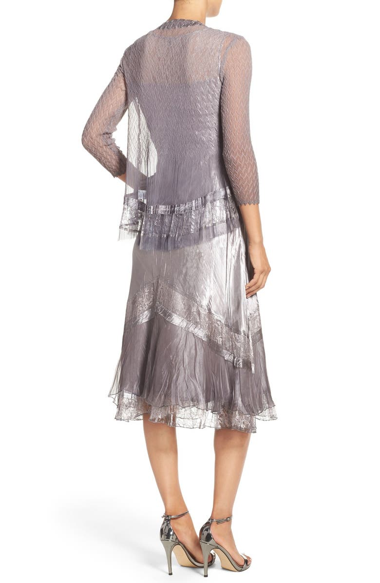 Komarov Ombré Charmeuse A-Line Dress & Chiffon Jacket, Alternate, color,