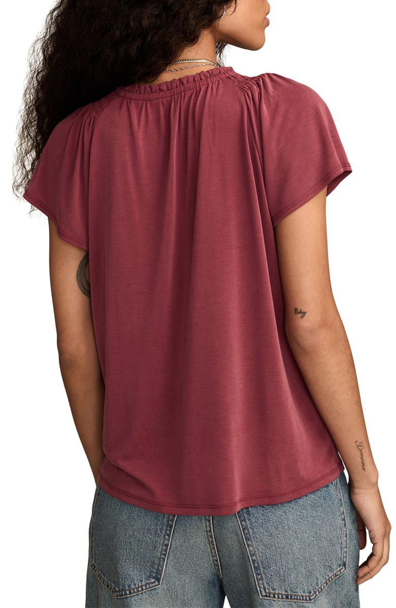 Lucky Brand Sandwash Notch Neck Top, Alternate, color, Syrah