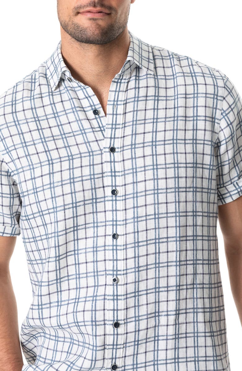 Rodd & Gunn Little Valley Plaid Short Sleeve Linen Button-Up Shirt, Alternate, color, 