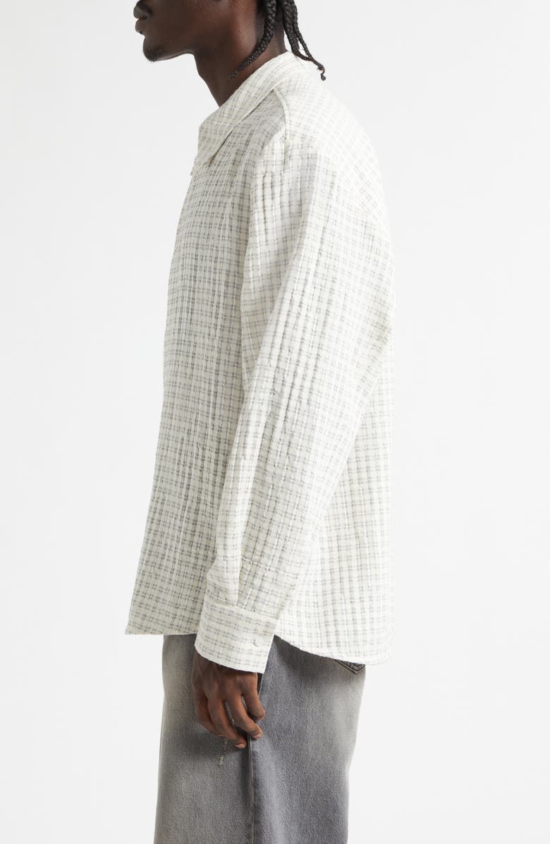 Séfr Wes Check Cotton Seersucker Button-Up Shirt, Alternate, color, Subtle Beige Check