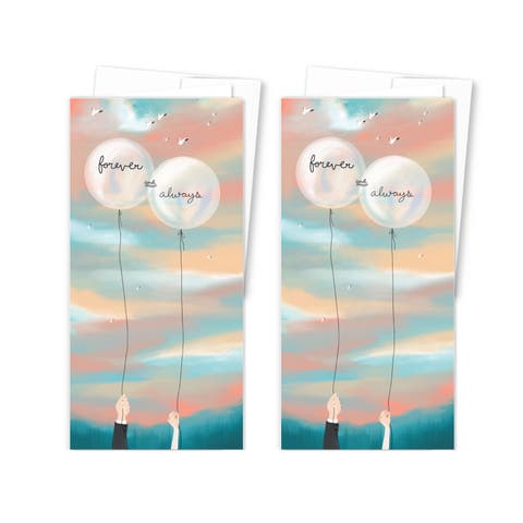 2ct Forever and Always Balloons Long Greeting Card Pack