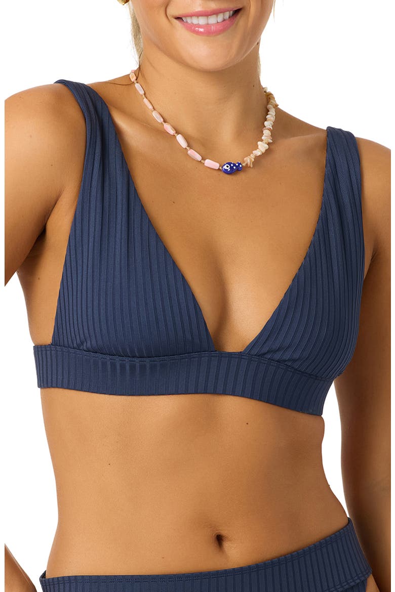 Shorebreak Rib Cancun Bikini Top, Alternate, color, NAVY