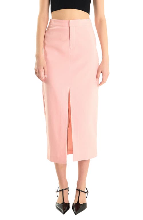 Shop Endless Rose Front Slit Linen Blend Midi Skirt In Pink