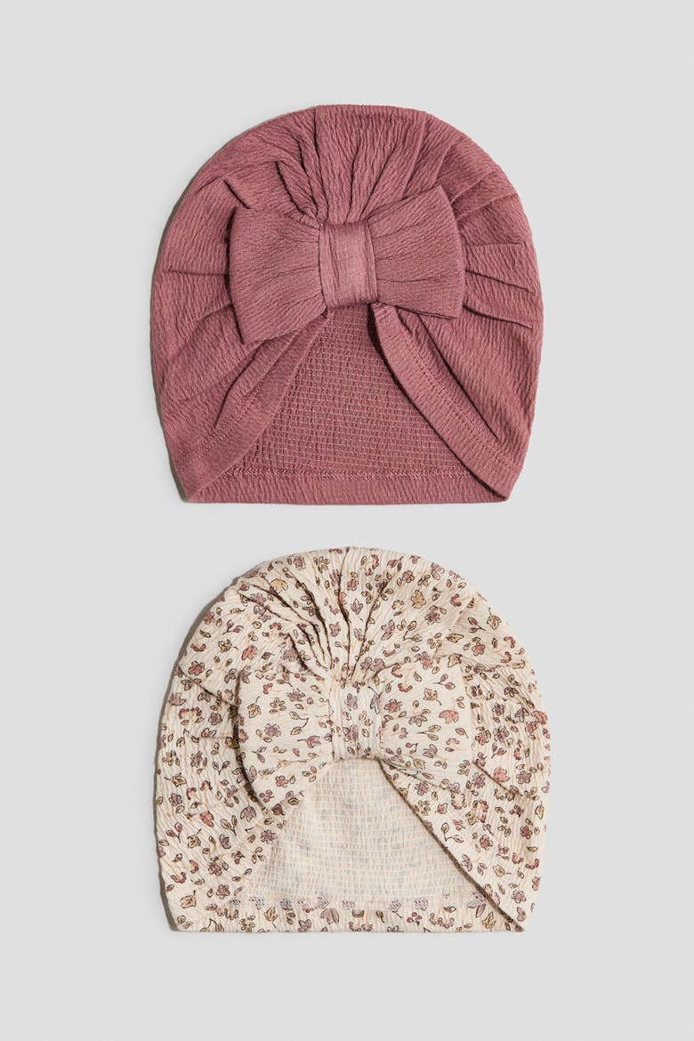 2-pack Knot-detail Hats, Alternate, color, Light pink/cream
