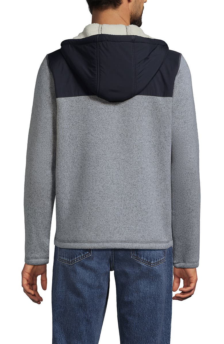 Lands' End Sweater Fleece Mixed Media Full Zip Jacket, Alternate, color, Mica/Graphite Heather