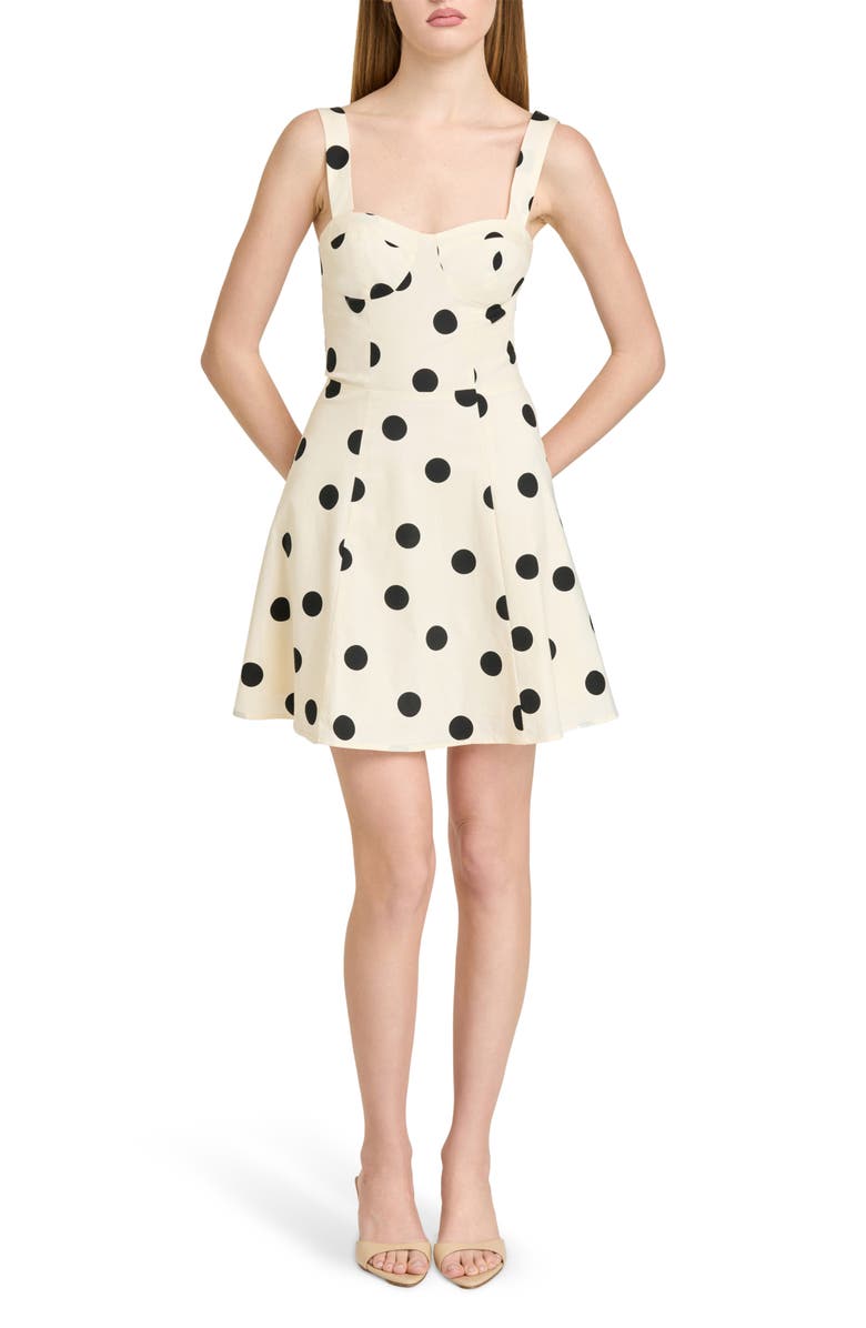 WAYF Marcy Polka Dot Stretch Cotton Bustier Minidress, Main, color, Ant Ivory Polka Dot
