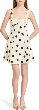 WAYF Marcy Polka Dot Stretch Cotton Bustier Minidress