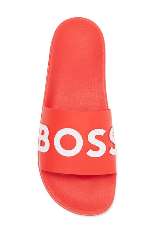 Hugo Boss Boss Bay Slide Sandal In Bright Red