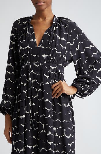 Max Maraアウトレット「URBANIA」プリント シルクロングドレス Max Mara Urbania Dot Print Long Sleeve Silk Maxi Dress