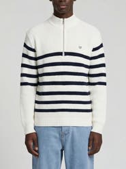 Walker & Hunt Huxley Striped Quarter Zip Sweater