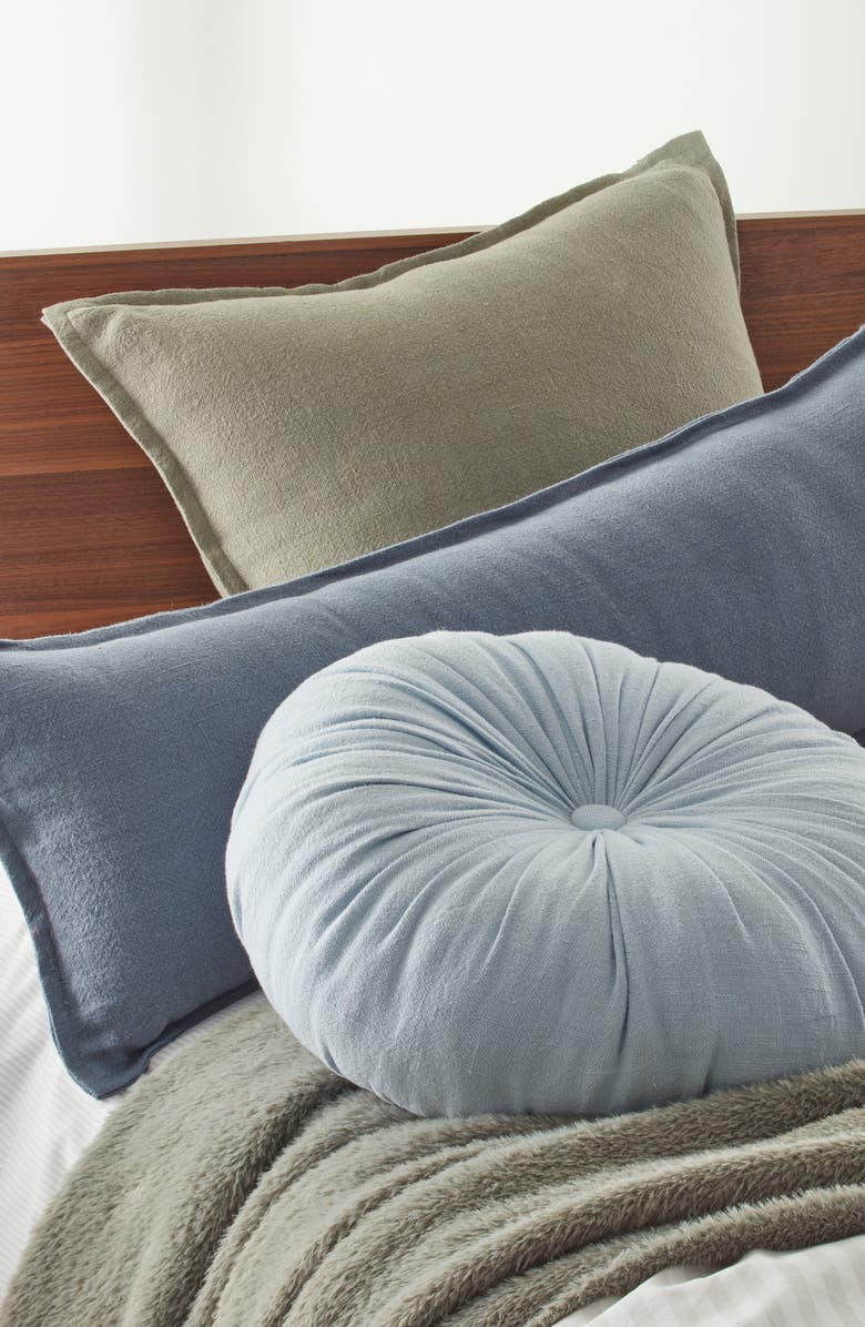 Nordstrom Washed Linen Accent Pillow, Alternate, color, Blue Subdued