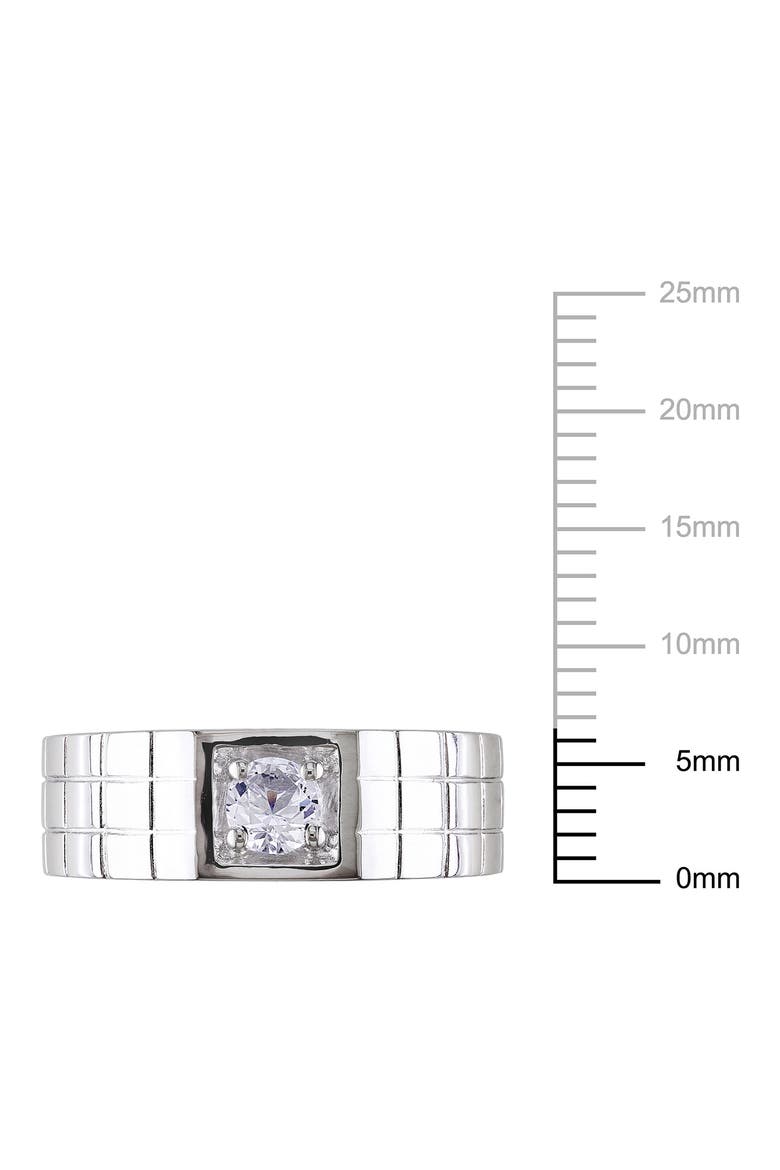 Men's Sterling Silver Created White Sapphire Solitaire Ring, Alternate, color, WHITE