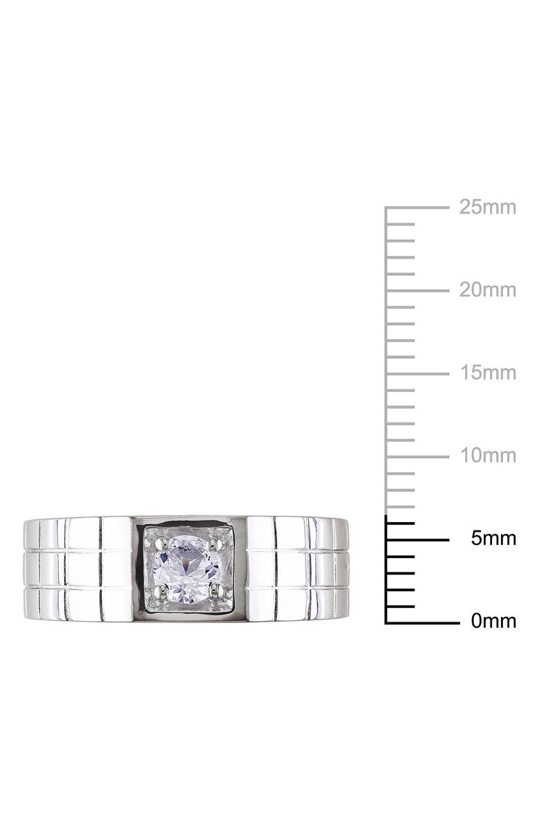 DELMAR Men's Sterling Silver Created White Sapphire Solitaire Ring, Alternate, color, White