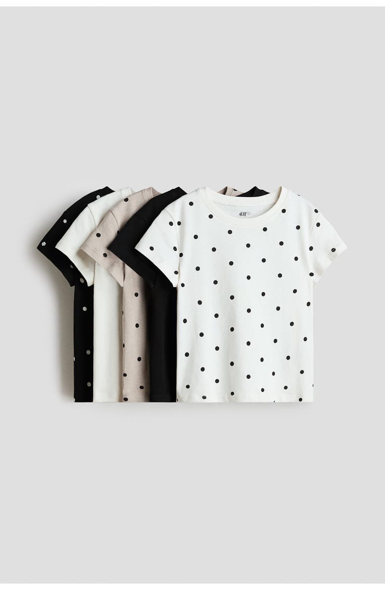 H&M 5-pack T-shirts, Main, color, White/Polka Dot