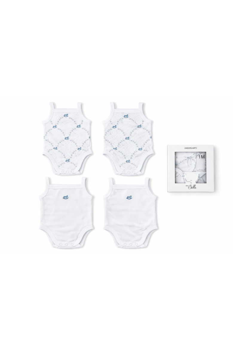 Rib Rocking Horse Undershirts Pack, Main, color, White