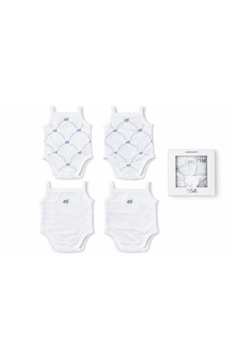 Bebe Bella Rib Rocking Horse Undershirts Pack, Main, color, White
