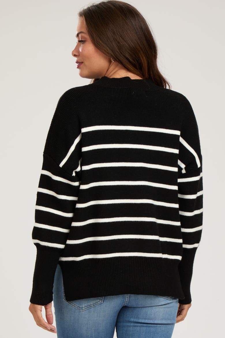 Striped Drop Shoulder Sweater, Alternate, color, Black