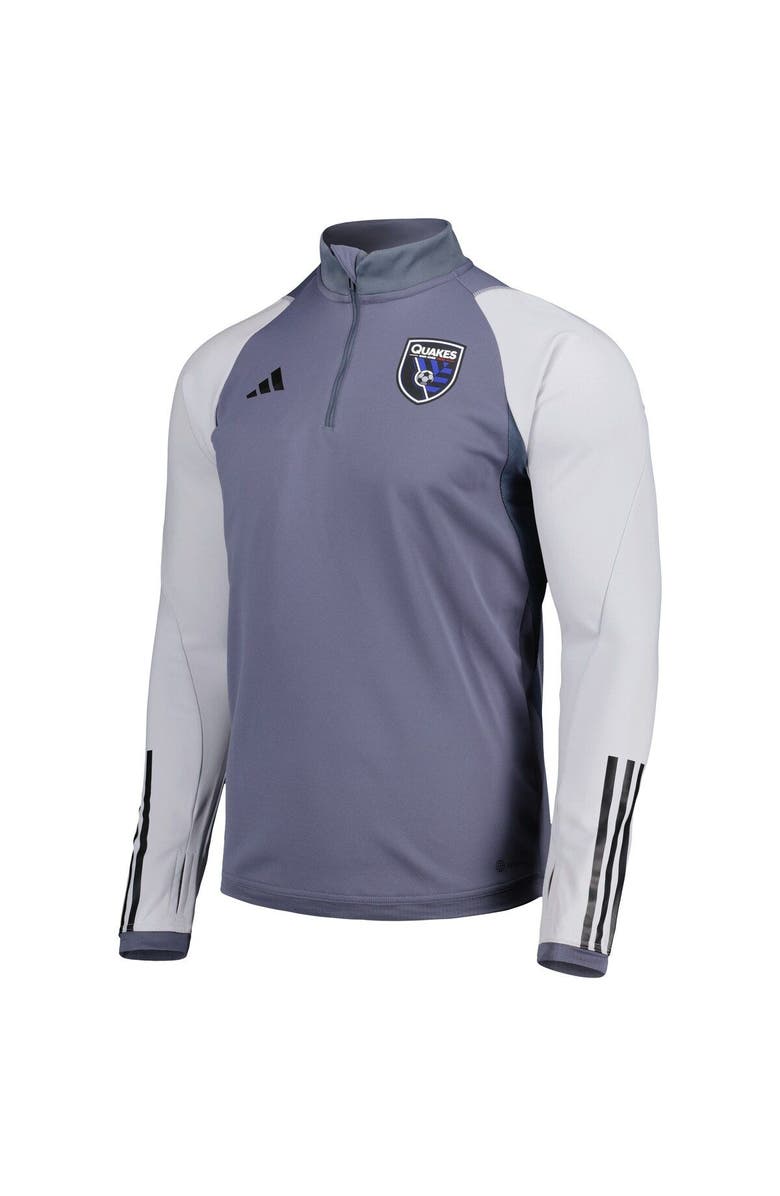 adidas Men's adidas Gray San Jose Earthquakes 2024 On-Field AEROREADY Quarter-Zip Training Top, Alternate, color,