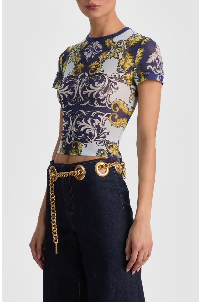 Tess Stretch Mesh Crop T-Shirt, Alternate, color, ANTIQUE SCROLL