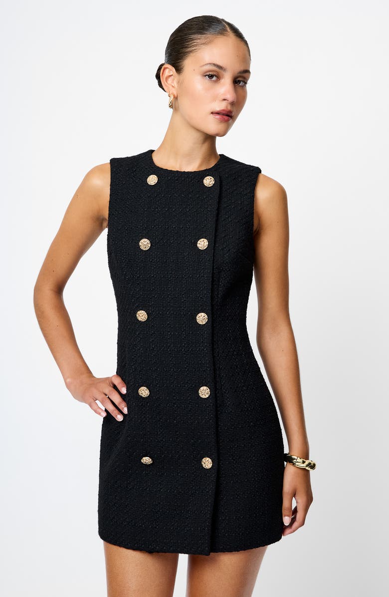 French Connection Structured Tweed Minidress, Alternate, color, Black