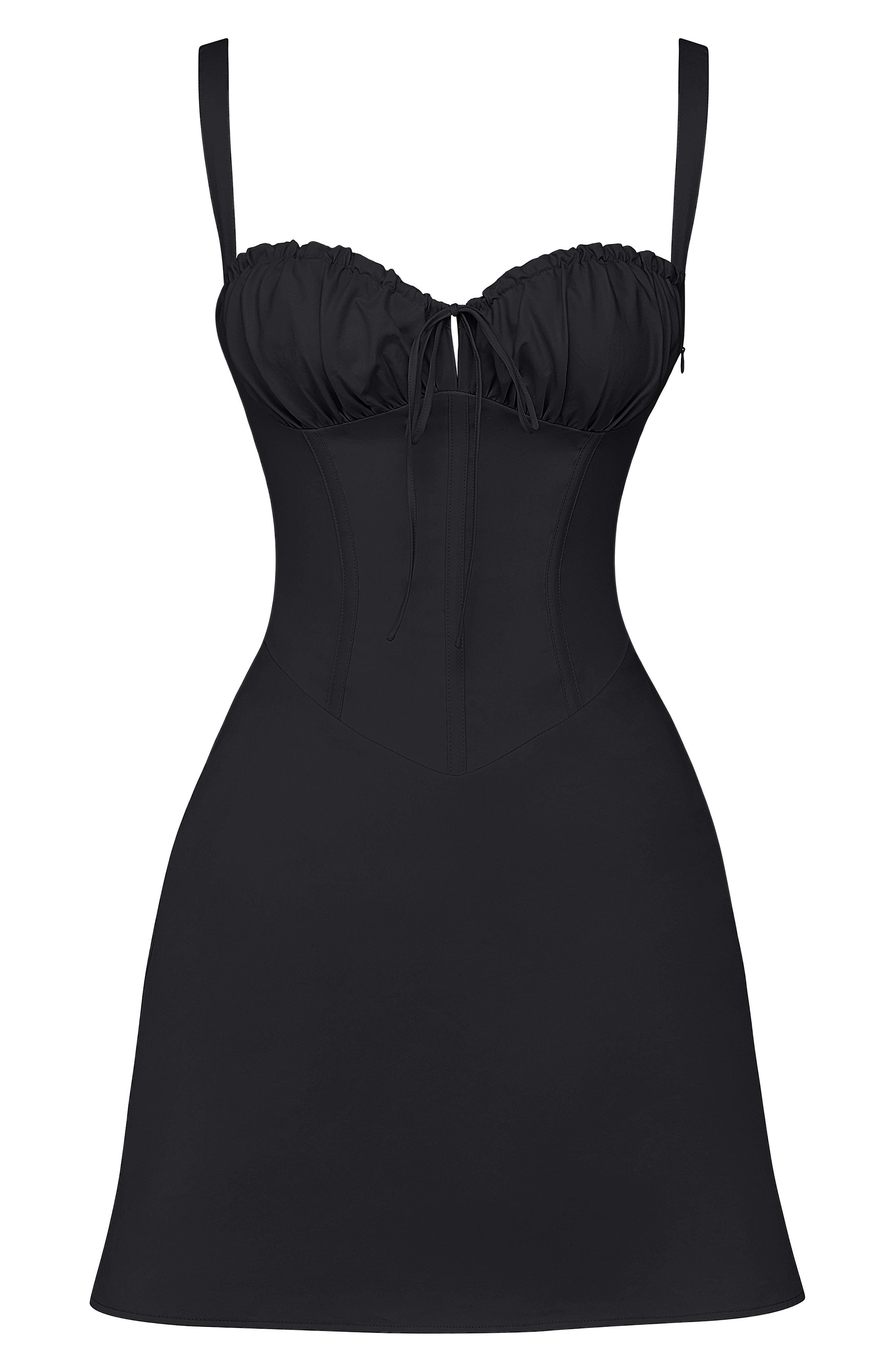 carlotta mini dress Oh Polly Carlotta halterneck lace up a-line mini dress in black
