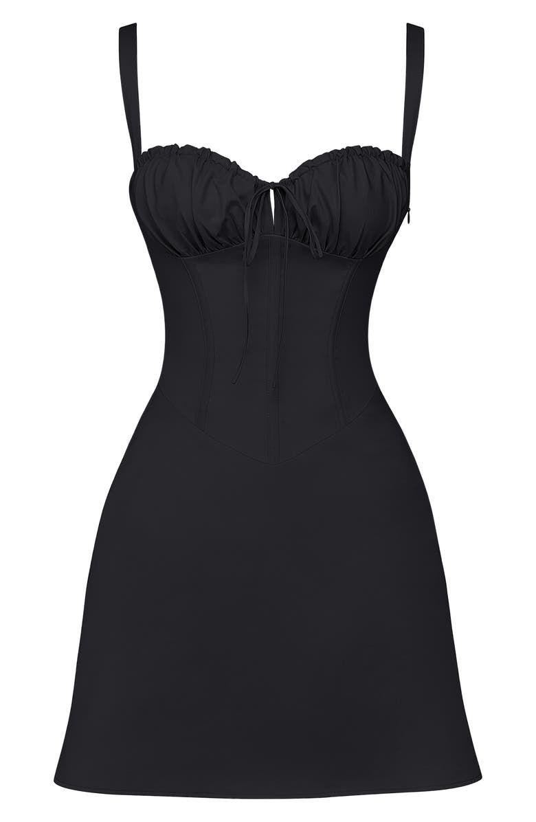 HOUSE OF CB Carlotta Corset Bodice Cotton Blend Cocktail Dress, Alternate, color, Black