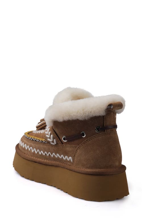 Zigi Faux Fur Tassel Bootie In Tan Suede