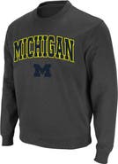 COLOSSEUM Men's Colosseum Charcoal Michigan Wolverines Arch & Logo Crew Neck Sweatshirt