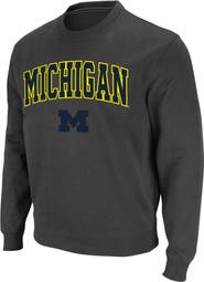 COLOSSEUM Men's Colosseum Charcoal Michigan Wolverines Arch & Logo Crew Neck Sweatshirt