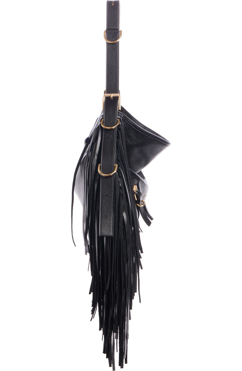 Givenchy Medium Voyou Fringe Leather Hobo Bag, Alternate, color, 001-Black