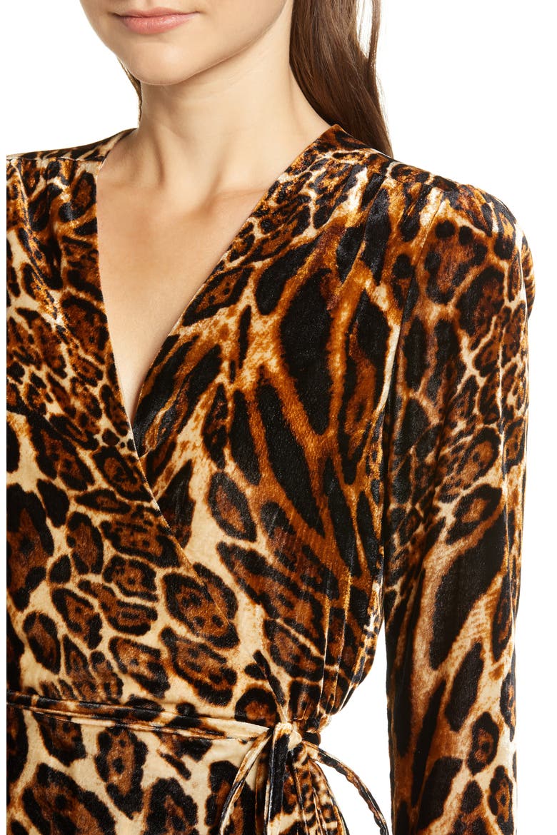 Gwyneth Velvet Wrap Midi Dress, Alternate, color, LEOPARD