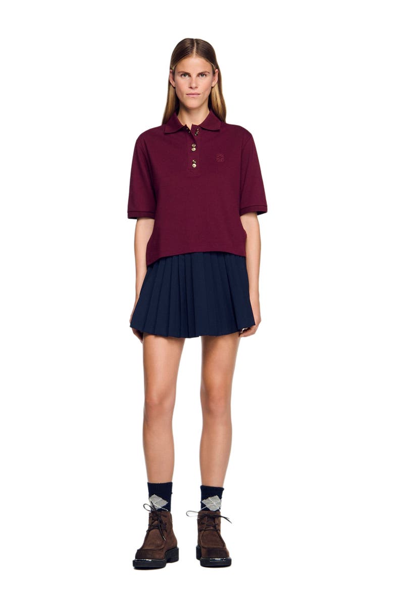 SANDRO Polo shirt with decorative buttons, Alternate, color, Bordeaux