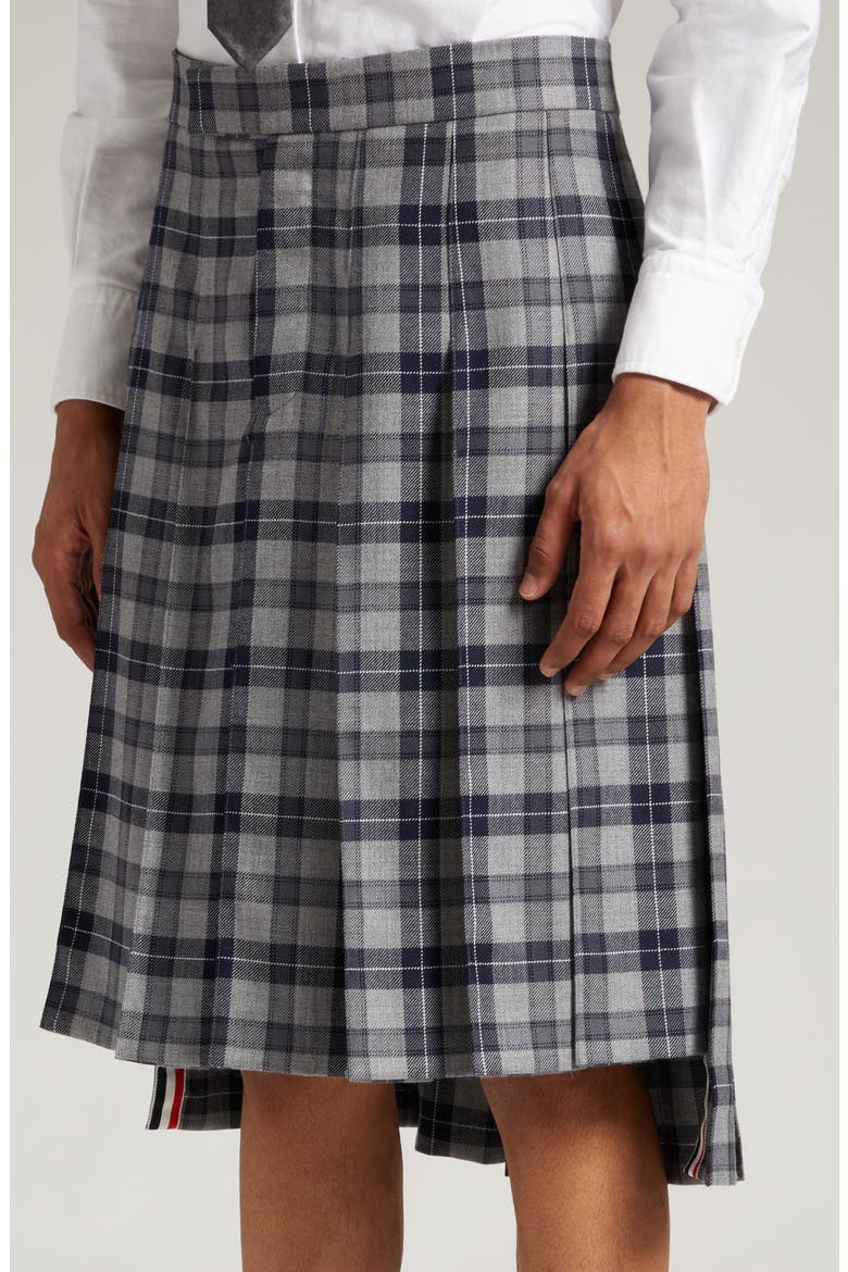 Tartan Plaid Drop Back Pleated Skirt, Alternate, color, MEDIUM GREY