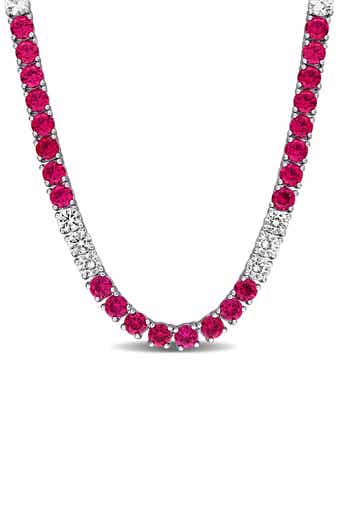 Lab Created Ruby & Lab Created White Sapphire Necklace