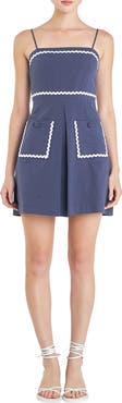 English Factory Rickrack Trim Sleeveless Linen & Cotton Minidress