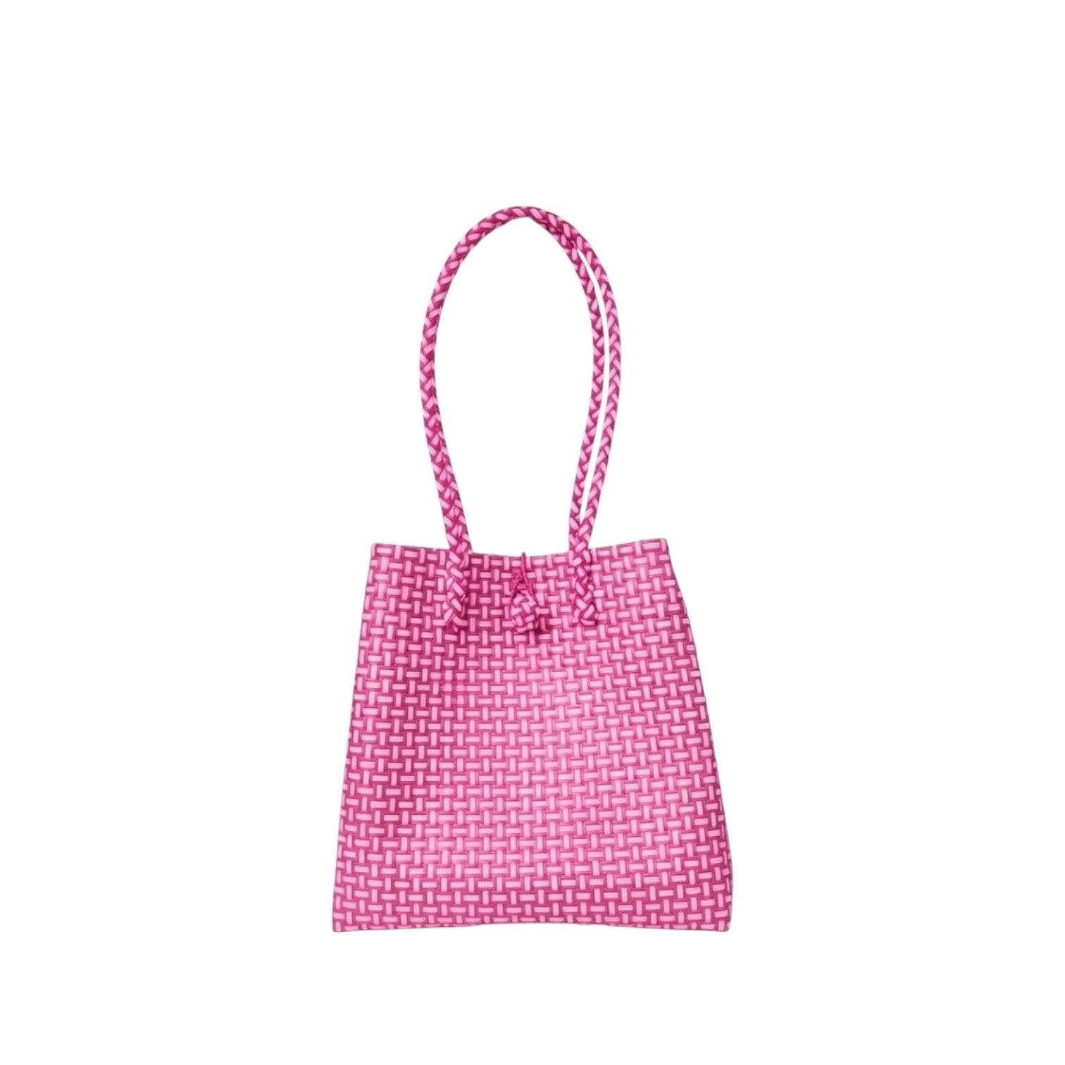 Midi Ella Handwoven Plastic Tote, Main, color, Hot Pink
