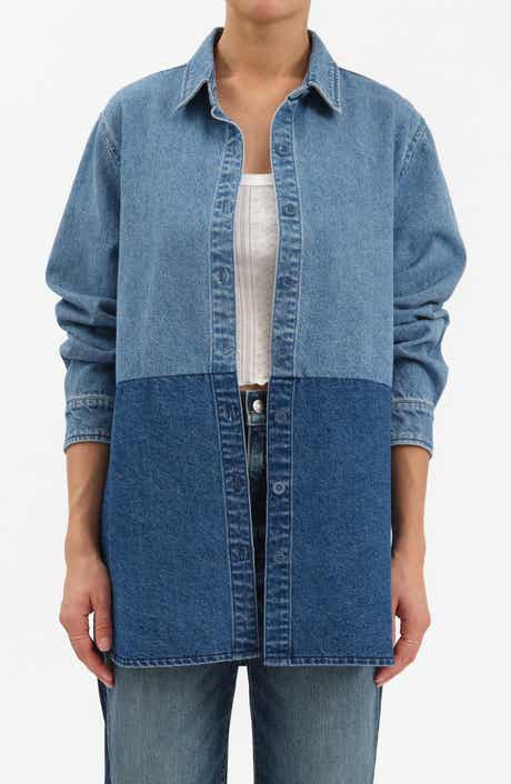 DAZE Double Time Colorblock Denim Button-Up Shirt