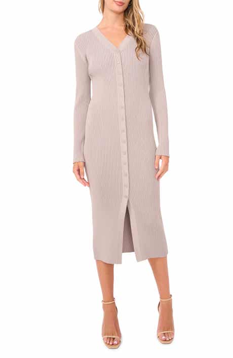 1.STATE Rib Knit Cardigan Midi Dress