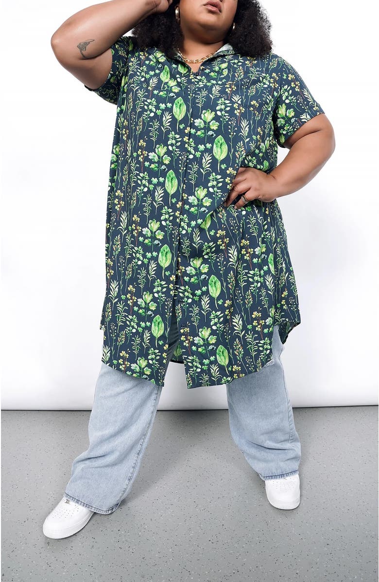 WILDFANG The Empower Shirt Dress, Alternate, color, Leaf Navy