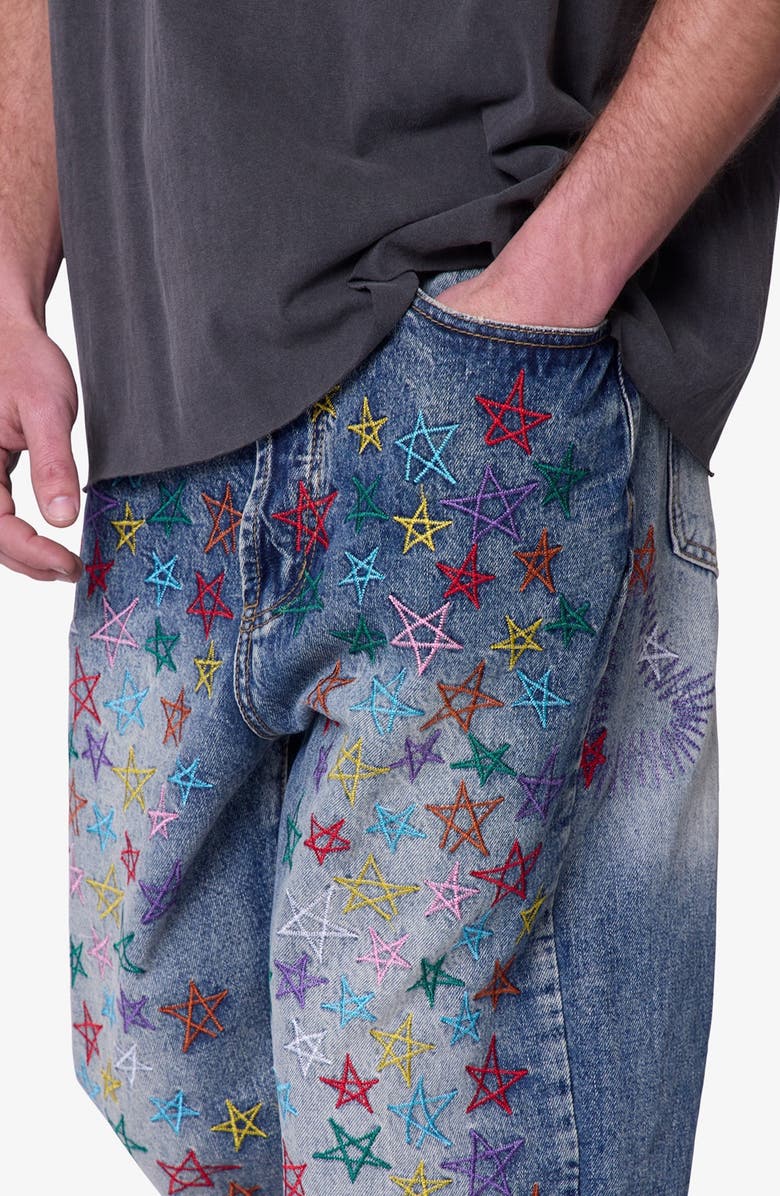 mnml Embroidered Star Ultra Baggy Jeans, Alternate, color, 
