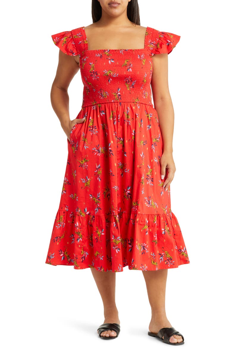 Ivanna Print Sundress, Main, color, LUCKY CHEETAH POPPY RED