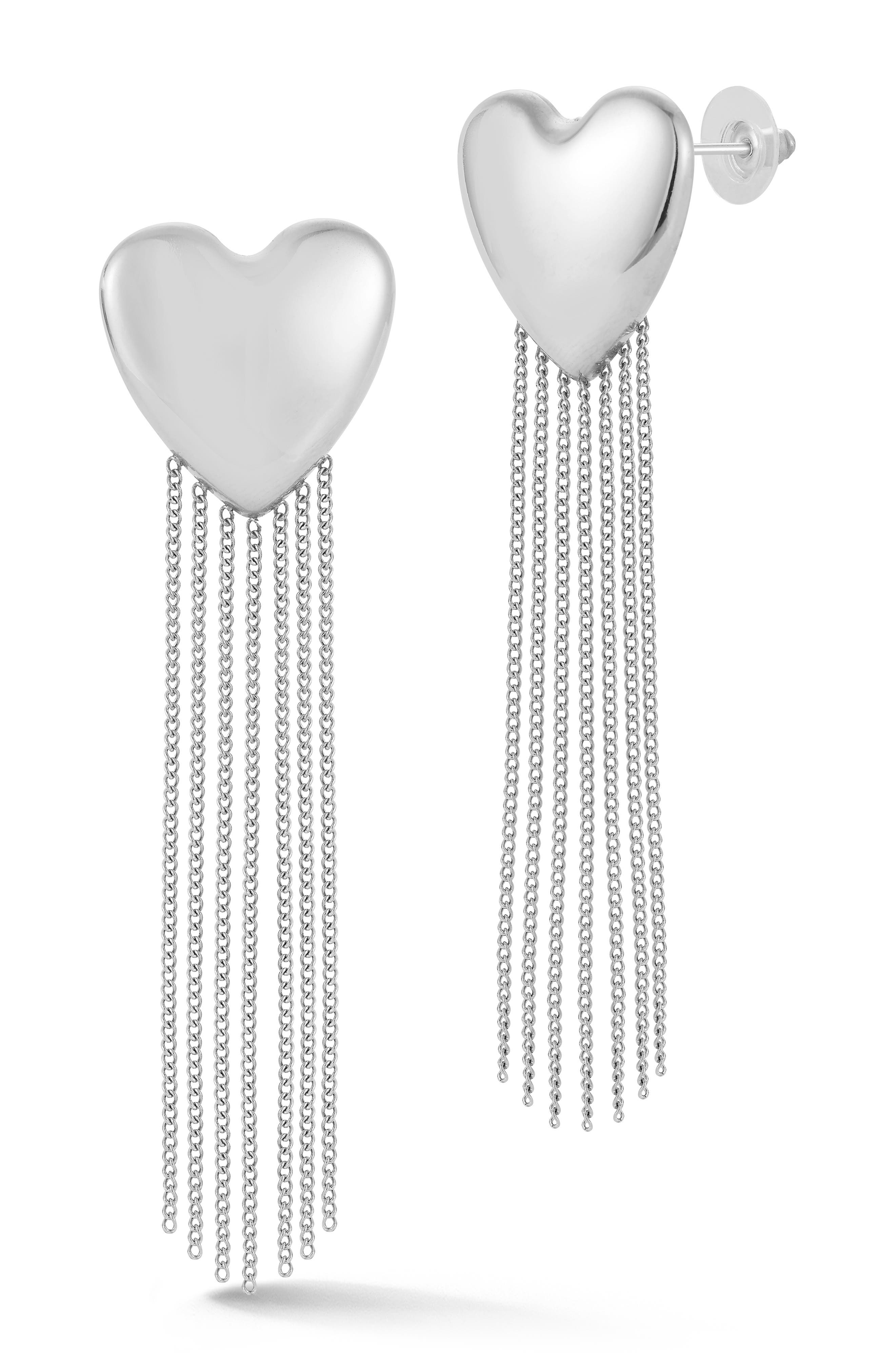 SPHERA MILANO Heart Tassel Drop Earrings