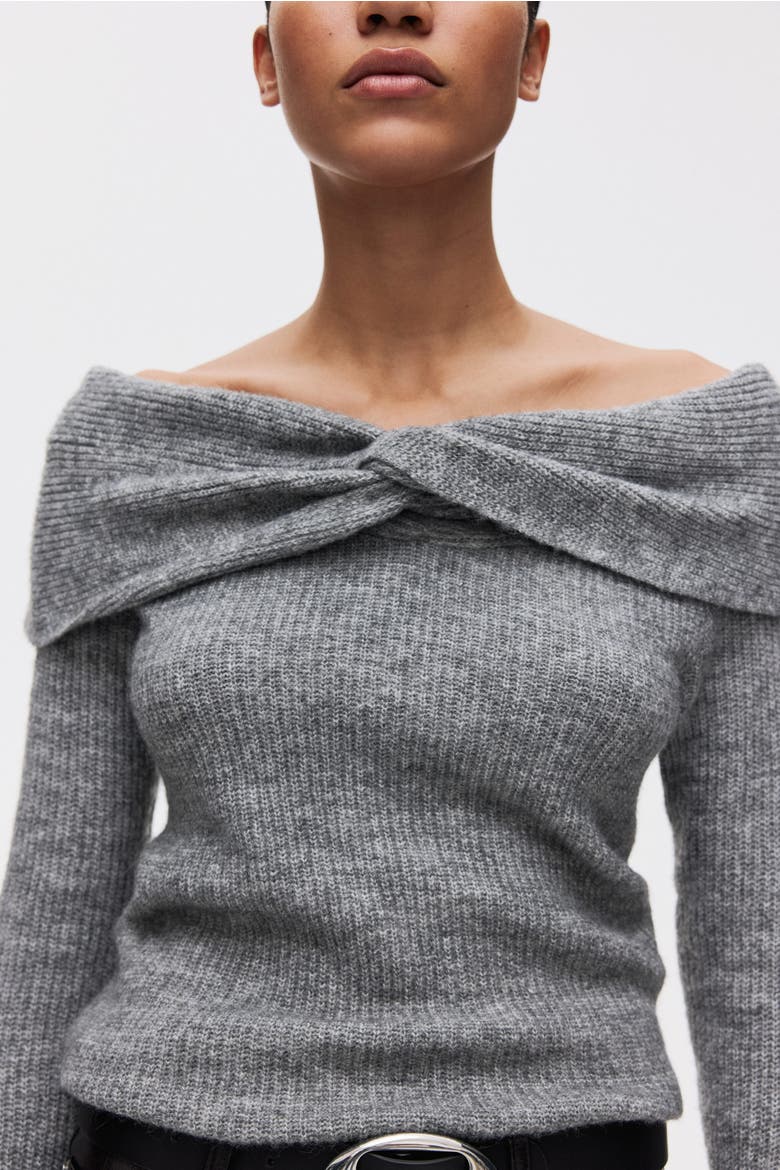 Off-the-shoulder Jumper, Main, color, Gray melange