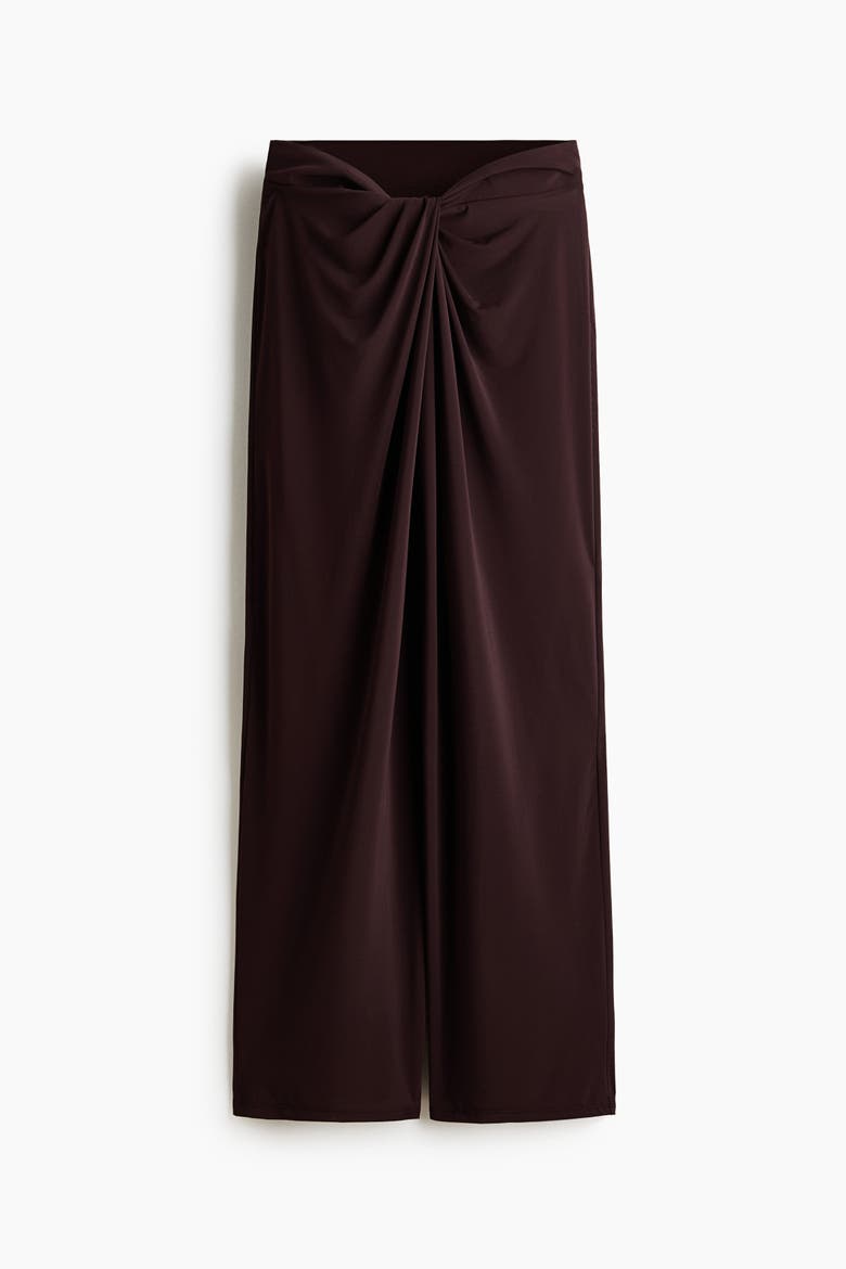 Twist-detail Jersey Pants, Alternate, color, Dark brown
