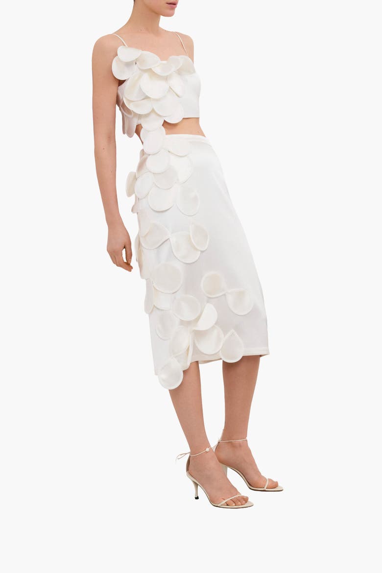 Below-Knee Bridal Skirt With Floral Appliques, Alternate, color, Ivory
