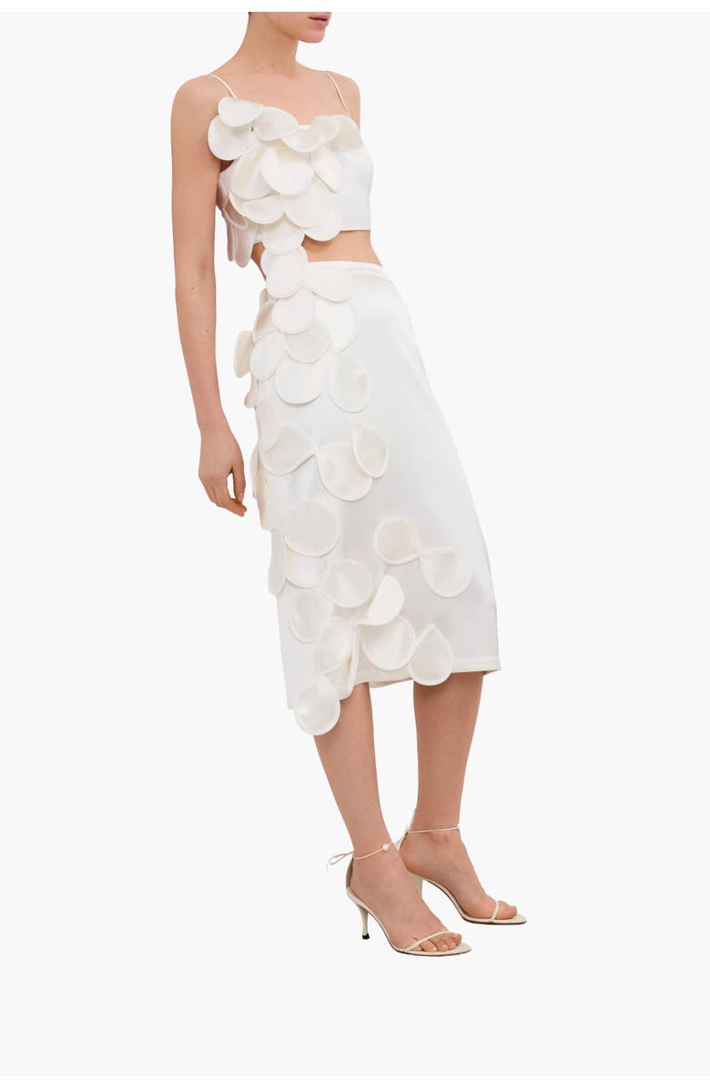 Malva Florea Below-Knee Bridal Skirt With Floral Appliqus, Alternate, color, Ivory