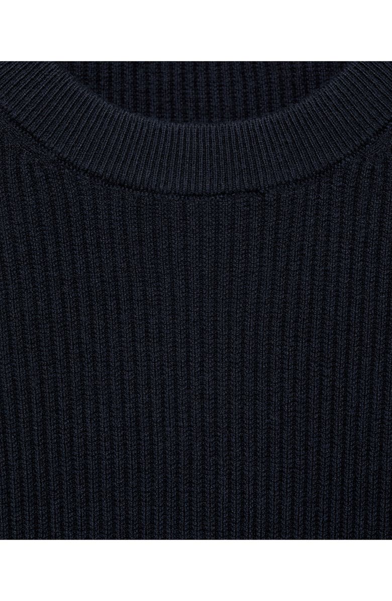 MANGO Rib Crewneck Sweater, Alternate, color, Dark Navy