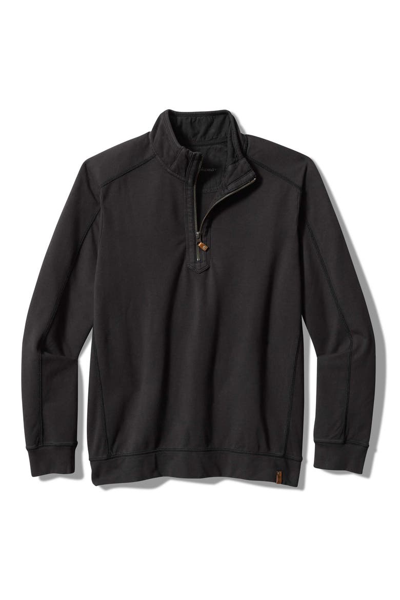 French Terry Half Zip Pullover, Alternate, color, COAL