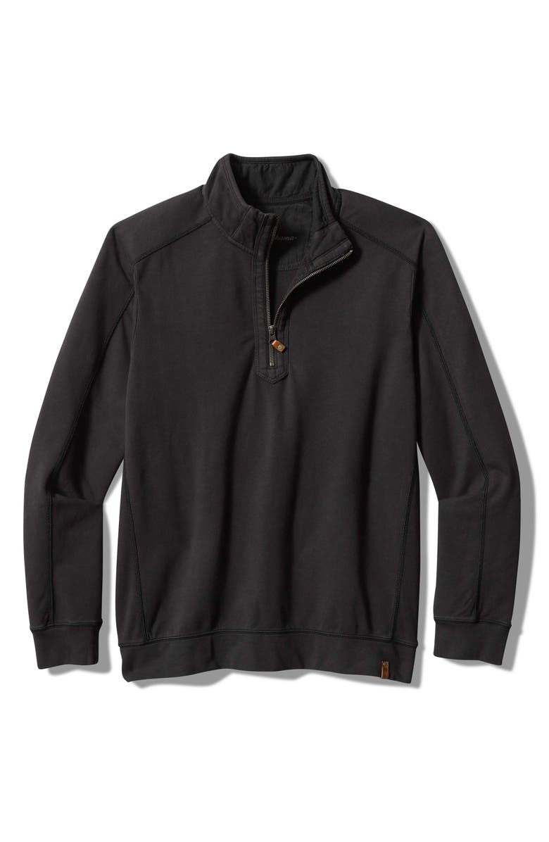 Tommy Bahama Ben & Terry Half Zip Sweatshirt, Alternate, color, Coal